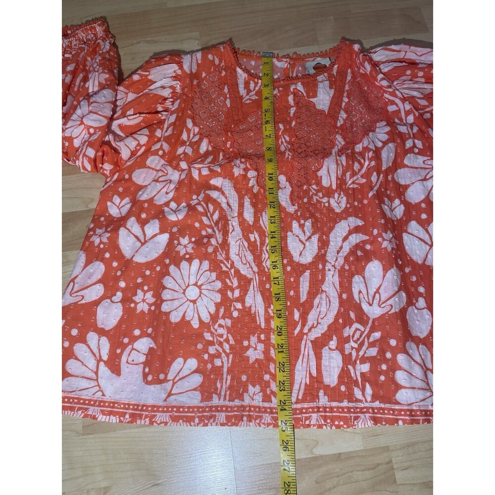 FARM RIO Orange Neon Jungle Blouse Size Large - Picture 9 of 12